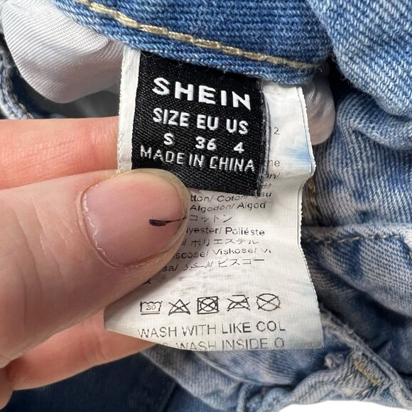 Shein Jeans Women's 4 Blue Light Wash High Rise Wide Leg Jeans Butterfly - Picture 6 of 7